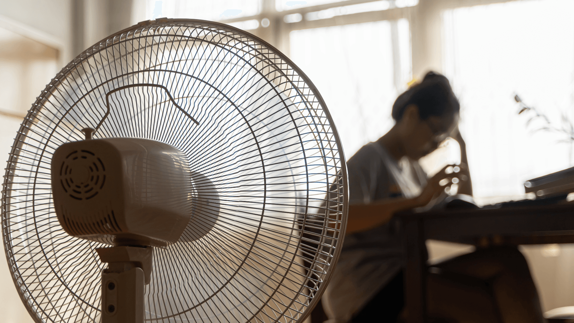 Fan Cooling Woman in Summer